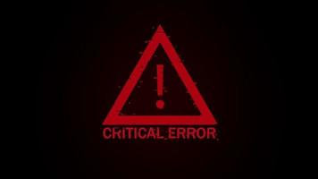 Digital Critical error warning and noise glitch effect. video