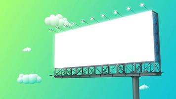 Blank billboard on green blue sky. video