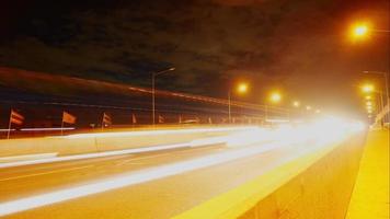 Traffic Lights At Night On The Bridge In Bangkok, Thailand video