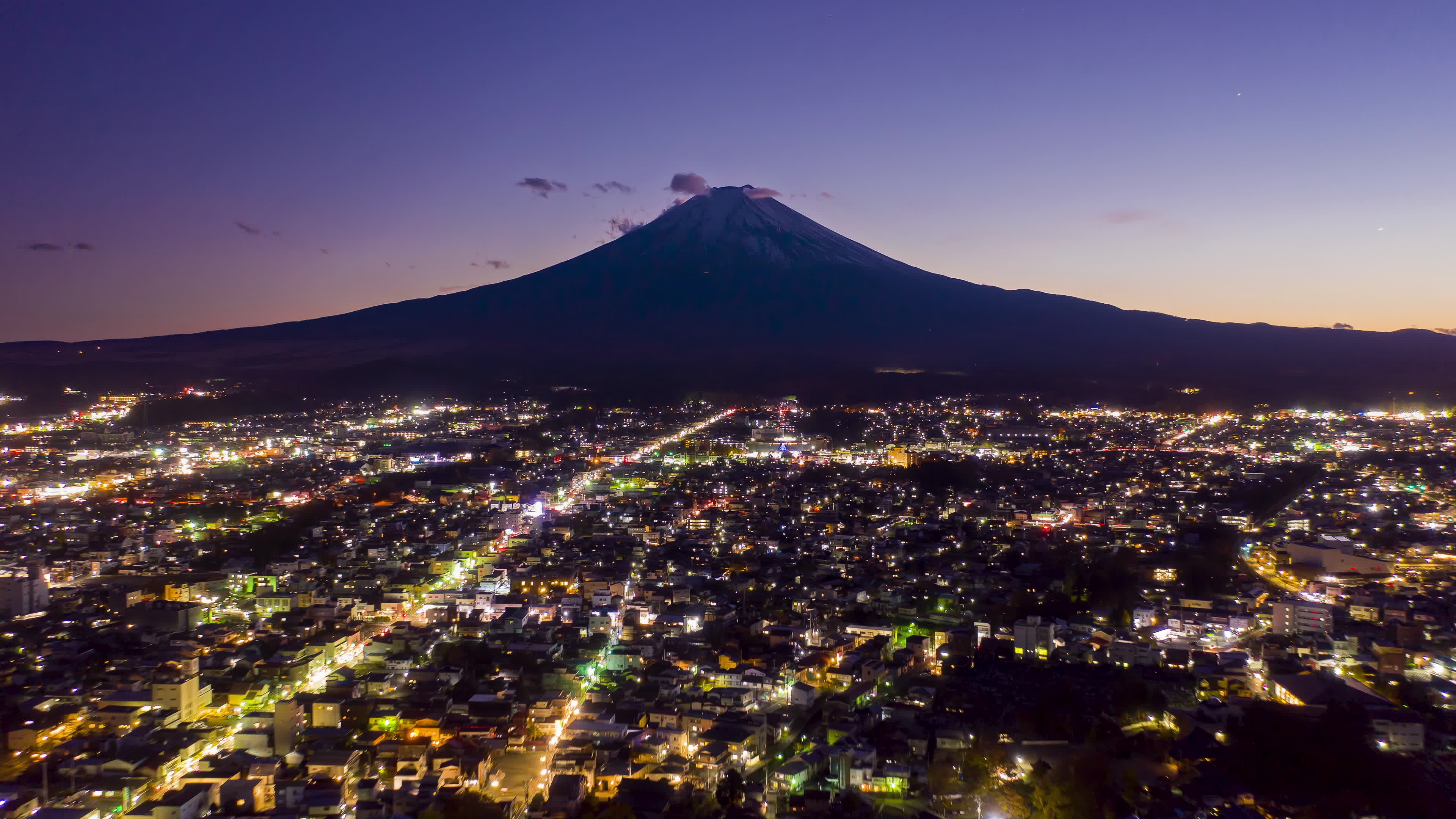 Mount Fuji on sunset at Fujiyoshida city, Yamanashi, Japan 2020160