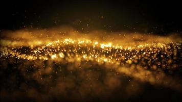 Golden yellow particles burning with fire video