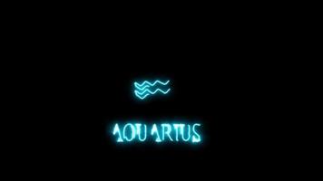 Aquarius Text with Neon Effect video