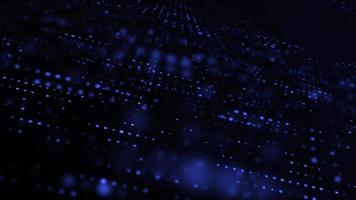 blå blinkande glödande prickar, högteknologisk digital bakgrund video