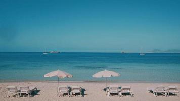 Balearic Island Formentera Wide Shot of Sunbeds
