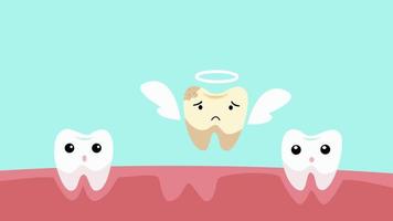 Unhealthy tooth character dying video