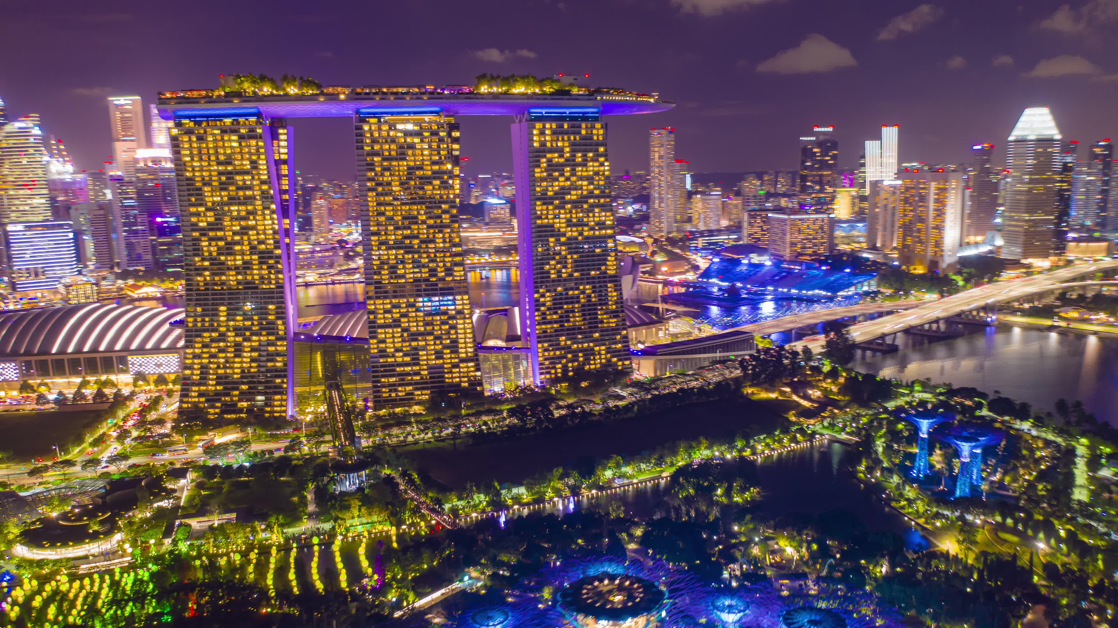 Singapore Skyline At Night