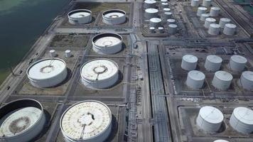 Aerial view of oil refinery plant video
