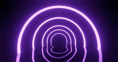 Three Bright Purple Neon Rings Reflected
