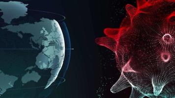 Welt- und Koronavirus-3D-Rendering des Zellmikrohintergrunds, covid-19 video