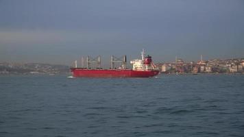 Red Tanker Ship Passing By Istanbul video