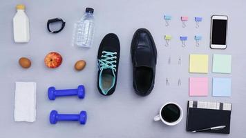 Stop motion  of objects for exercising and office working. video