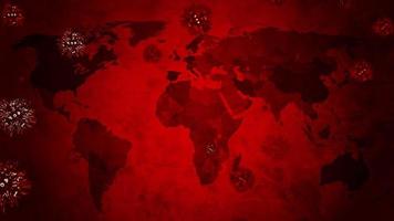 Virus spreading  floating over world map video