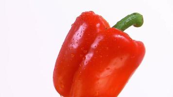 A Bright Red Bell-Pepper Rotating on A White Background video