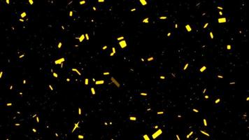 Shiny pieces of golden confetti over black background video