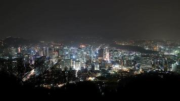 Seul City skyline à noite video