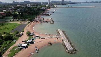 Breakwater of stone in the sea. Coast, maritime. video