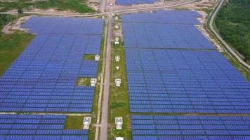 Aerial shot of solar panels.