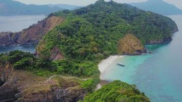 Aerial view of beautiful white sand Island video