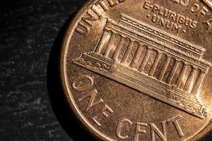 Extreme close up of a US one cent penny photo