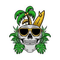 skull summer beach design vector