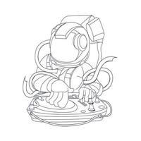 vector hand drawn illustration of dj astronaut