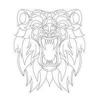 vector hand drawn illustration of angry bear