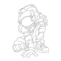 vector hand drawn illustration of astronaut and octopus