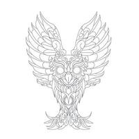 vector hand drawn illustration of owl ornament