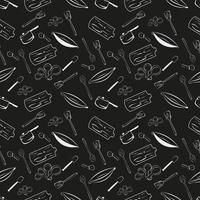 Seamless Kitchen Tools Pattern in Vector hand drawn, modern design