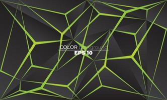 Polygonal shapes background  low poly triangles mosaic black and green neon vector