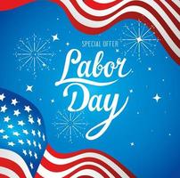 Labor day sale promotion advertising banner with USA flag vector