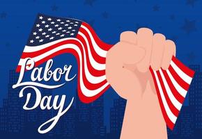 Happy labor day holiday celebration banner with USA flag vector