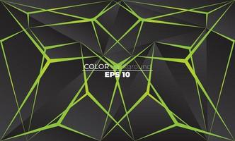 Polygonal shapes background  low poly triangles mosaic black and green neon vector