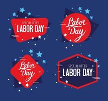 set of stamps for celebration and sale promotion of happy labor day vector