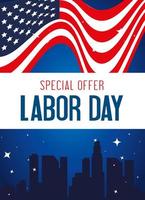 Labor day sale promotion advertising banner with USA flag vector