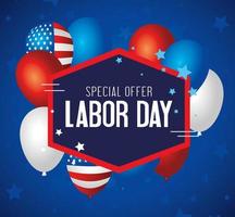 Labor day sale promotion advertising banner with balloons vector