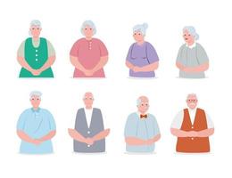 group cute old people, grandparents smiling vector