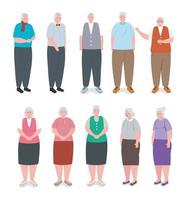 group cute old people, grandparents smiling vector