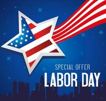 Labor day sale promotion advertising banner with USA flag vector