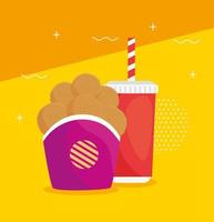 fried chicken and beverage, fast food combo vector
