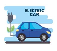 Electric blue car, environment friendly concept vector