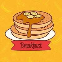 delicious pancake with syrup, breakfast concept vector