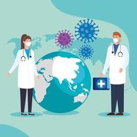 Doctors for coronavirus pandemic banner vector