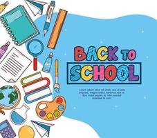 back to school banner with education supplies vector