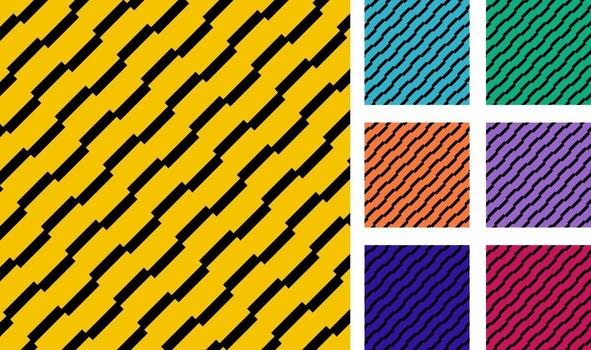 Set of geometric rectangle stripes diagonal, black color pattern background. vector