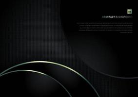 Abstract background, black circles and green metallic overlapping border. vector