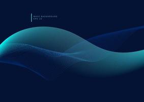 Abstract glow blue wavy lines flowing design element on dark blue background. vector