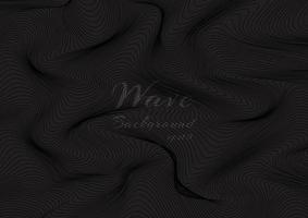 Abstract black wave lines pattern on dark background and texture. vector