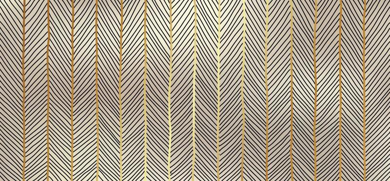 Abstract hand drawn golden lines art pattern on gold background luxury style.