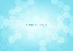 Abstract blue geometric hexagon shapes pattern, medicine and science concept background vector